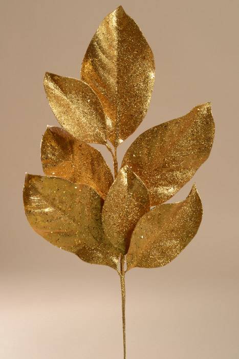23.5" Magnolia Leaf Spray Gold Pkg/2