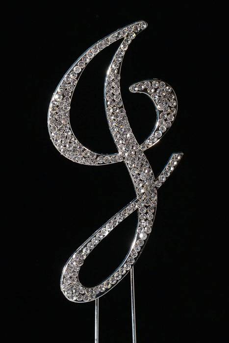 5" Rhinestone Letter "j" Cake Topper Silver