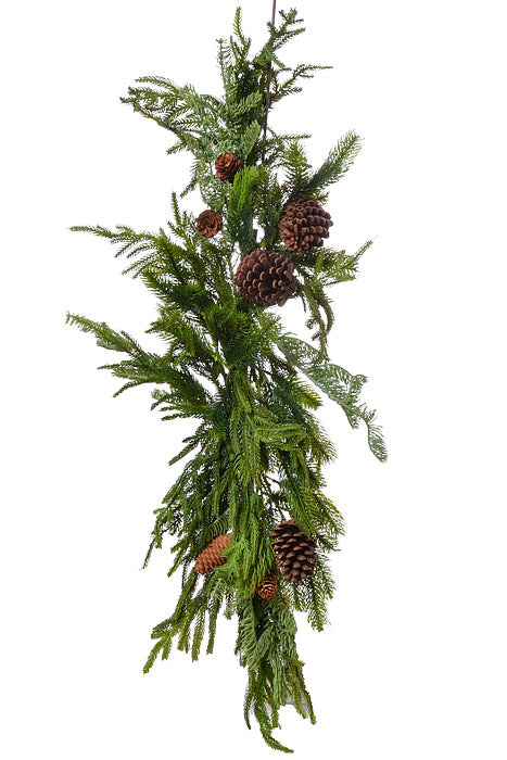 42" Real Touch Norfolk/Spruce/Juniper Swag Natural Green