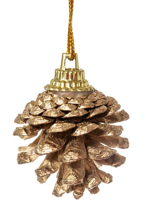 1.25" Pine Cone Ornament Gold Pkg/12