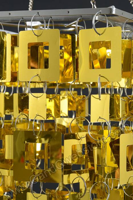 41" Two Tier Squared Pvc Chandelier W/beads Gold