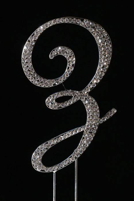 4.5" Rhinestone Letter "z" Cake Topper Silver