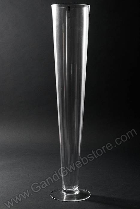 5" X 4.75" X 23.5" Fluted Glass Vase Clear