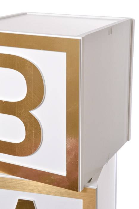 15.5" Baby Wooden Block Letters - Stack of 4 White/Gold