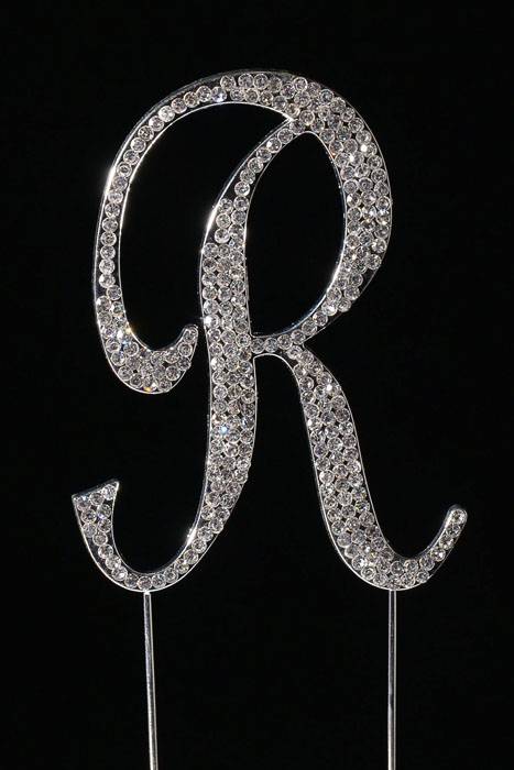 4.5" Rhinestone Letter "r" Cake Topper Silver