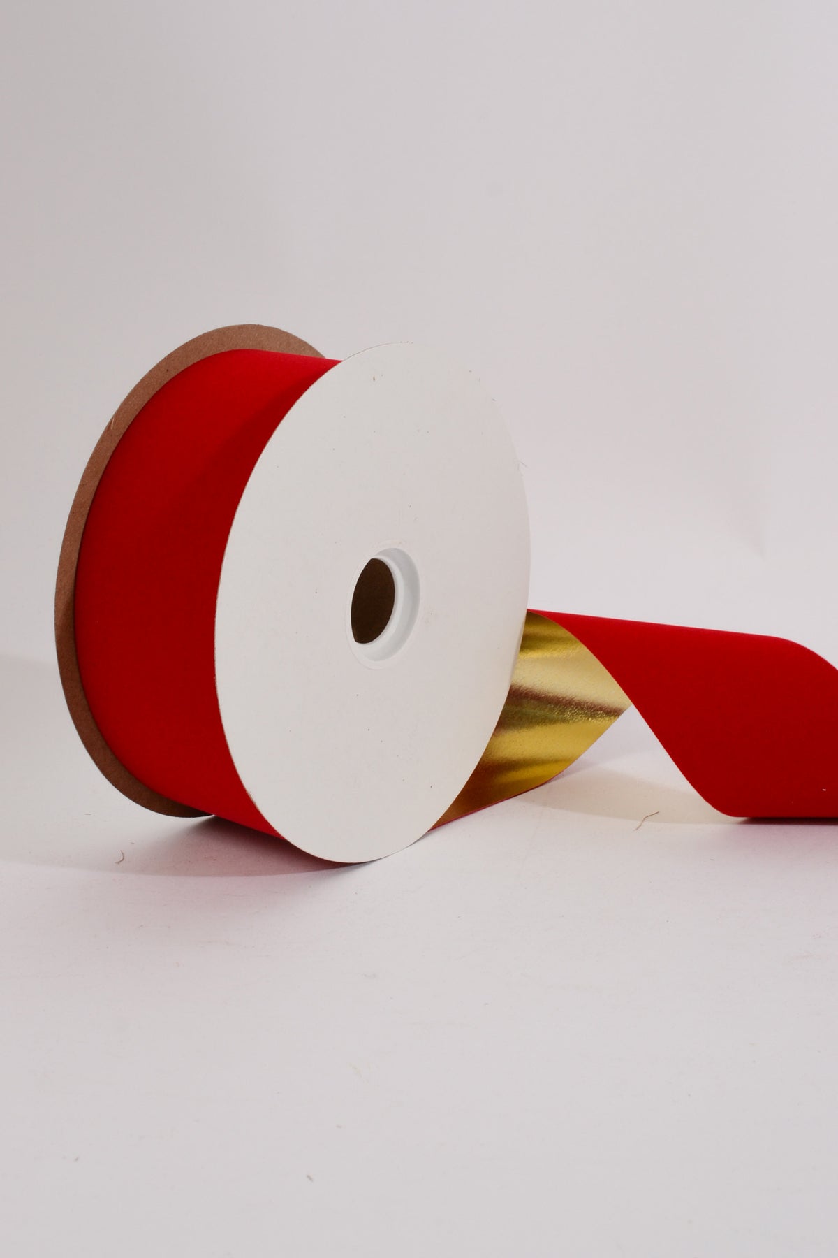 2.5" X 25Yds Gold Back Vel-Pruf Plastic Ribbon Medium Red