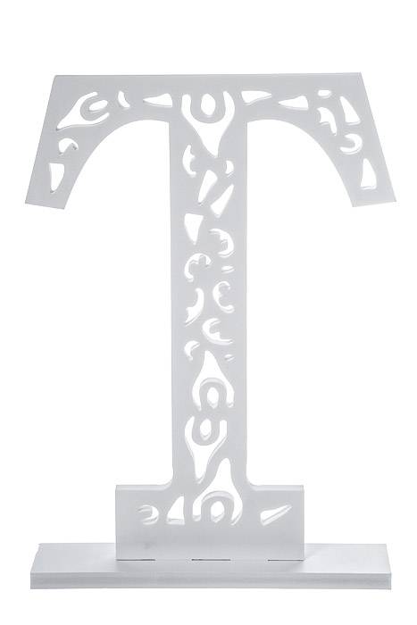 19.75" Carved Letter "t" White