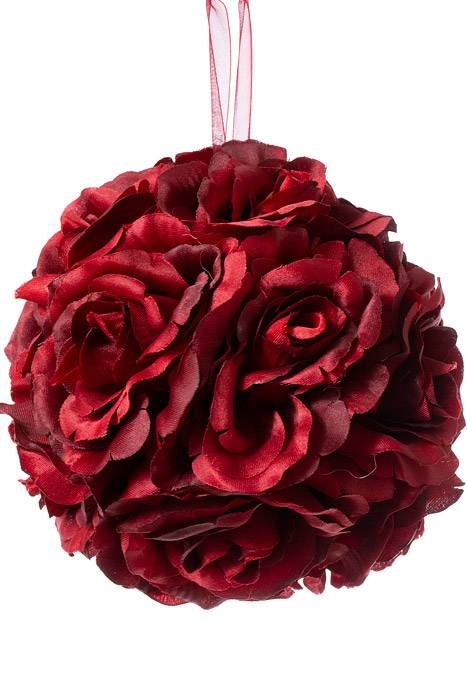 5" Rose Kissing Ball Red