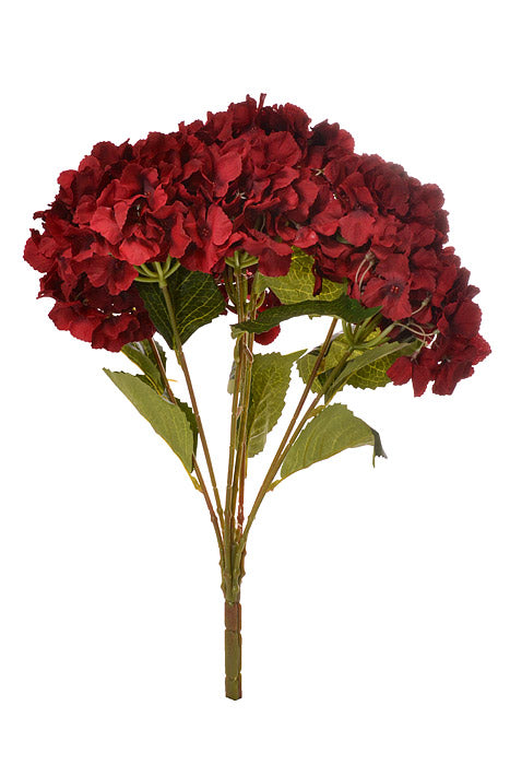 22.5" Silk Hydrangea Bush Burgundy