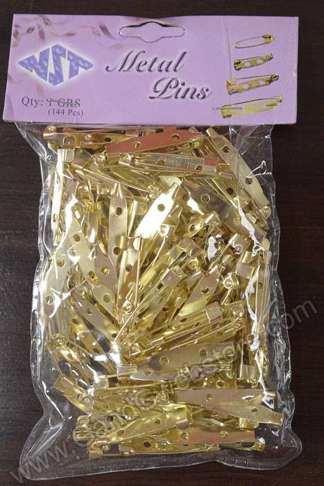 1.25" Flat Back Safety Pin Gold Pkg/144