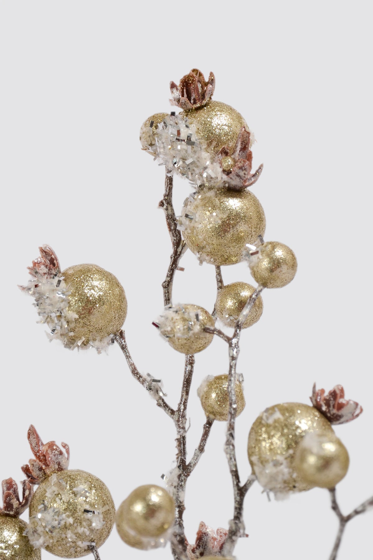 38" Gilded Frosted Crabapple Spray Pewter