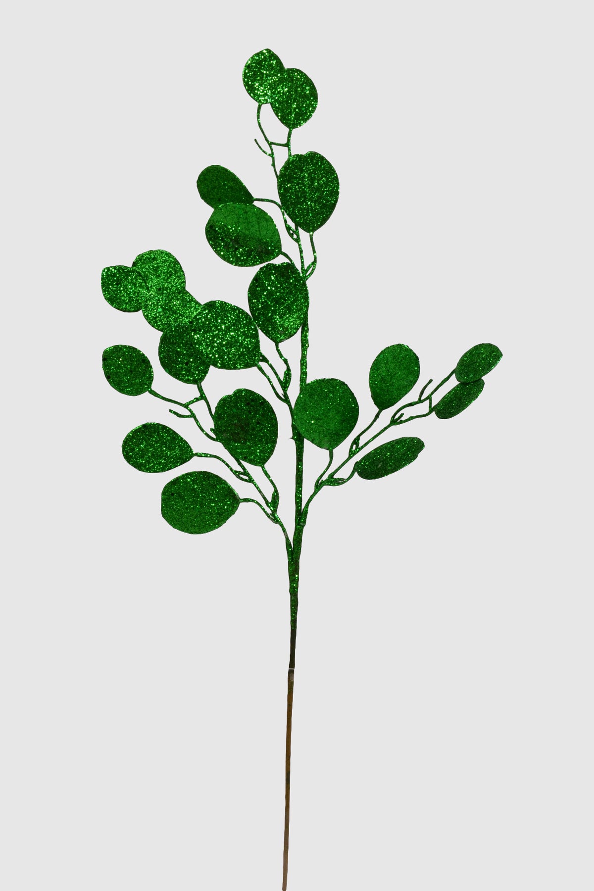 27.5" Glitter Leaves Stem Green