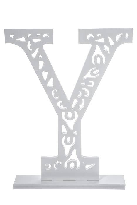 19.75" Carved Letter "y" White