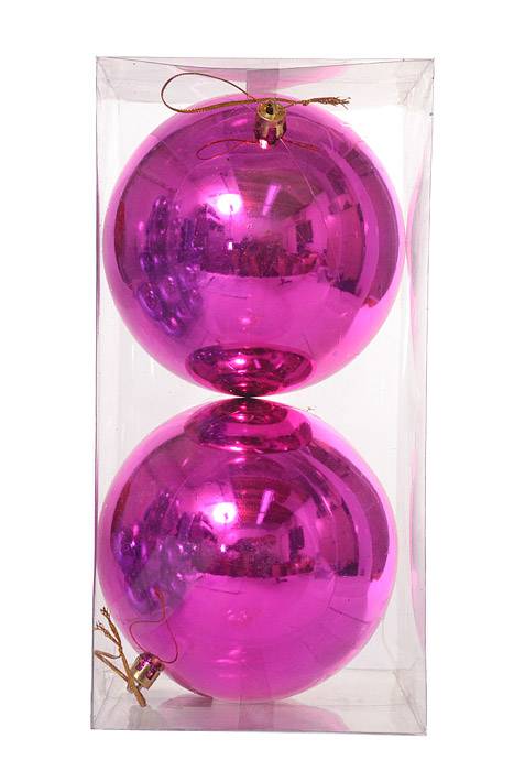 120mm Shiny Plastic Ball Fuchsia Pkg/2