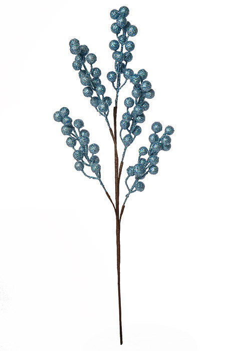 25" Glitter Berry Spray Turquoise