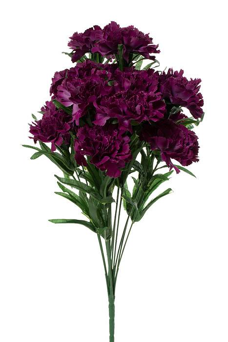 18" Silk Carnation Bush Purple