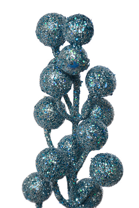 25" Glitter Berry Spray Turquoise