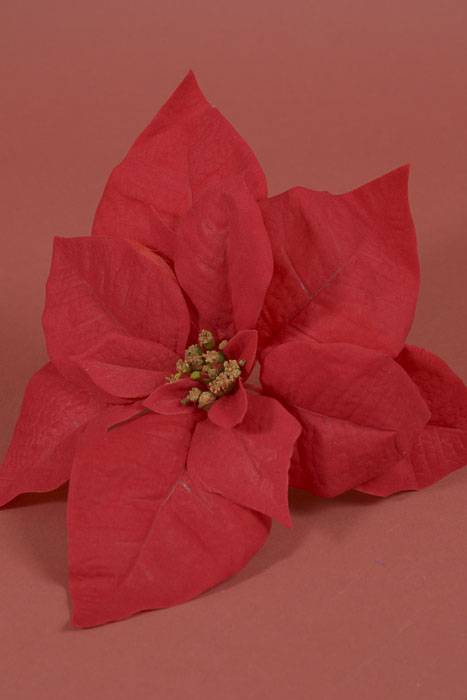 11" Velvet Poinsettia Pick (Red) Pkg/4