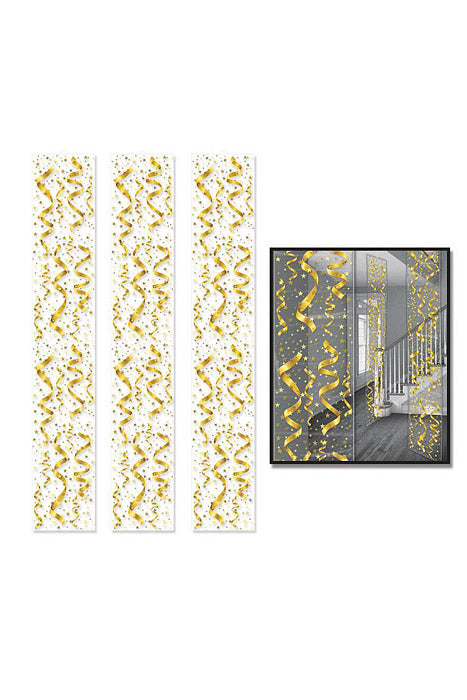 6Ft Serps & Confetti Party Panels Clear/Gold
