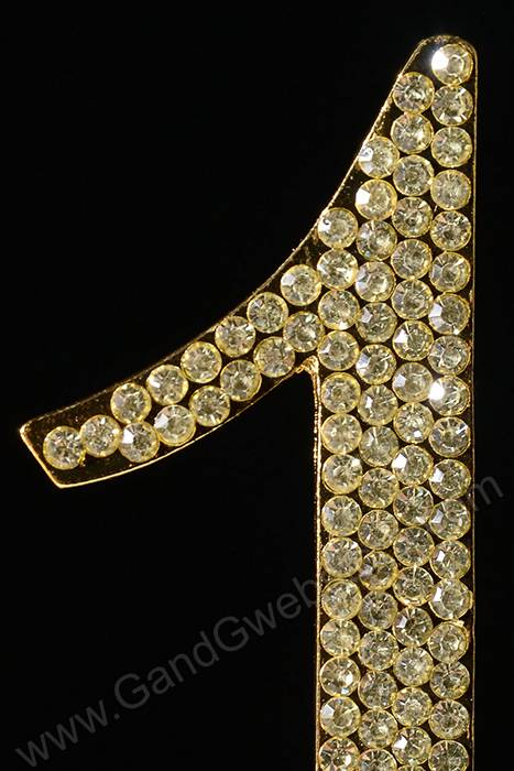 4.5" Rhinestone Number "1" Cake Topper Gold