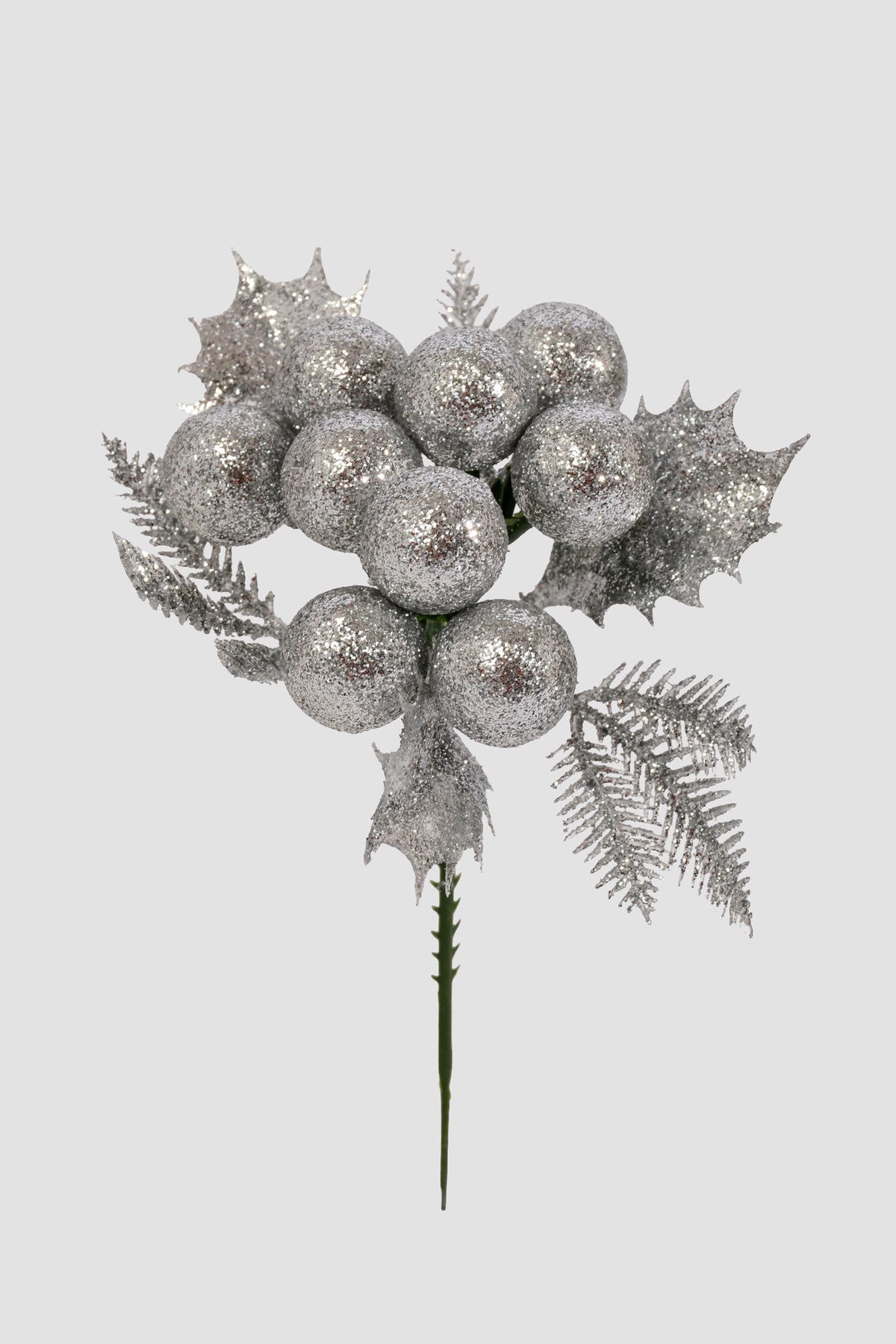 7" Xmas Berry Pick Silver Pkg/12