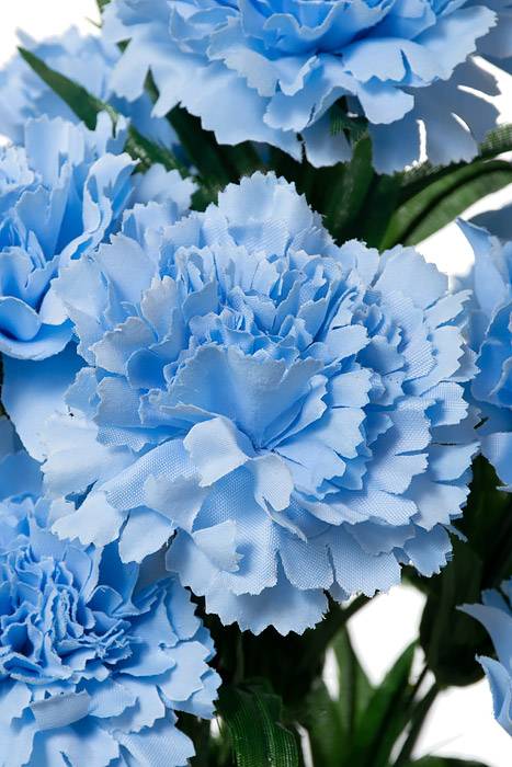 18" Silk Carnation Bush Light Blue
