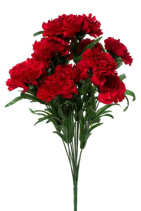 18" Silk Carnation Bush Red