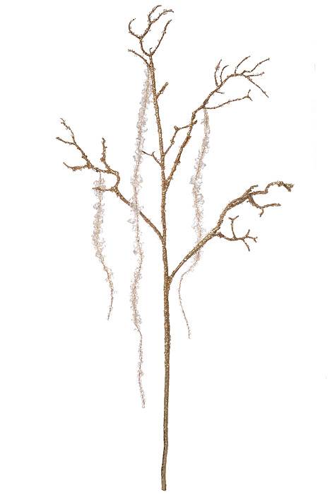 36" Beaded Amaranthus Hanging Spray Clear Water/Gold