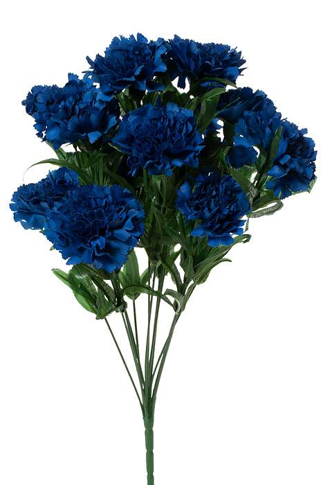 18" Silk Carnation Bush Royal Blue