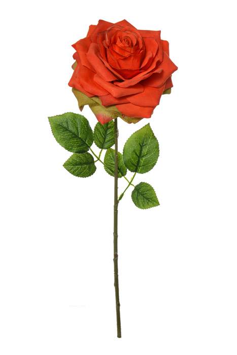 20" Silk Open Rose Spray Orange