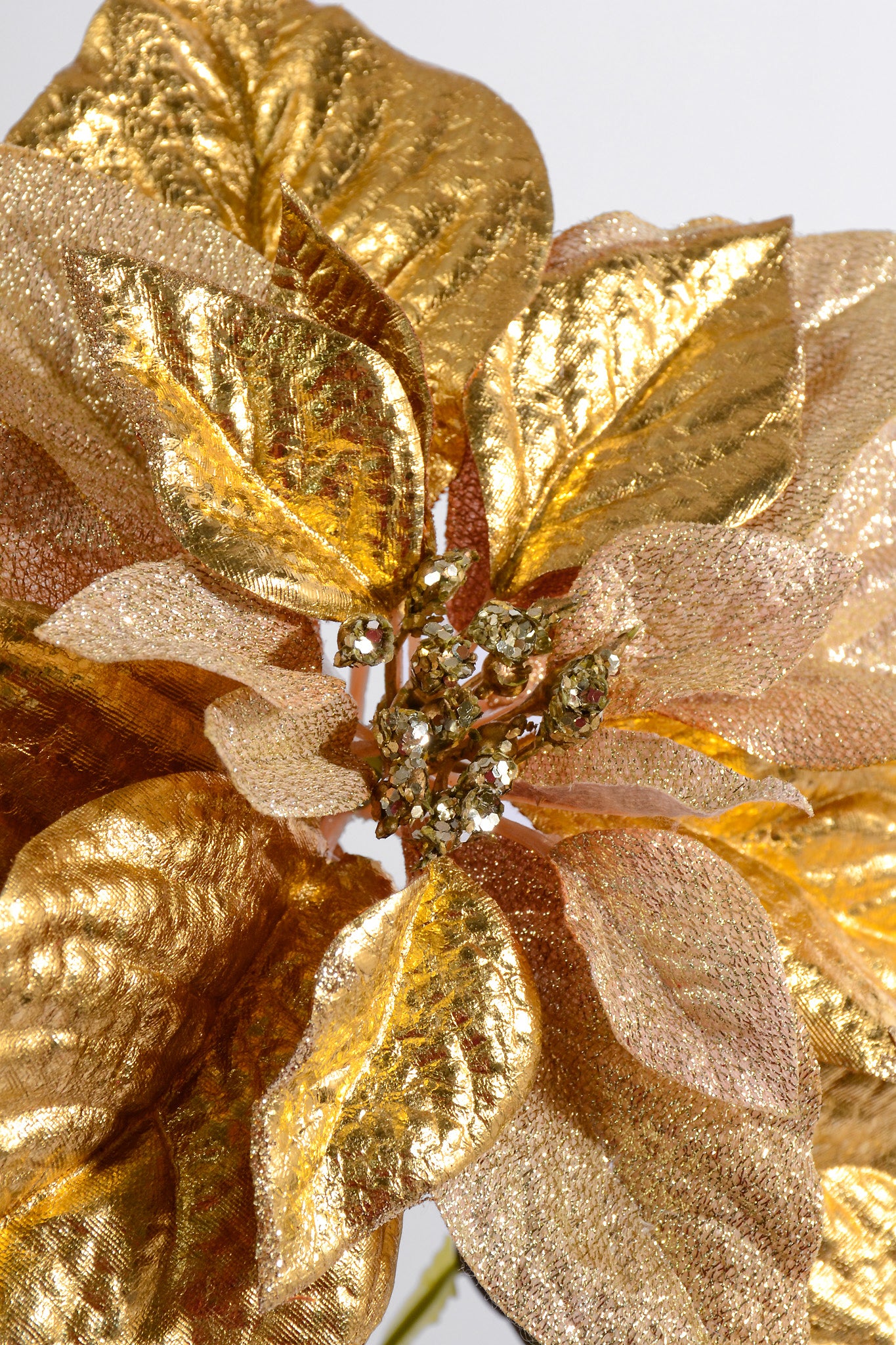 28"Metallic Shimmer Poinsettia Spray Gold