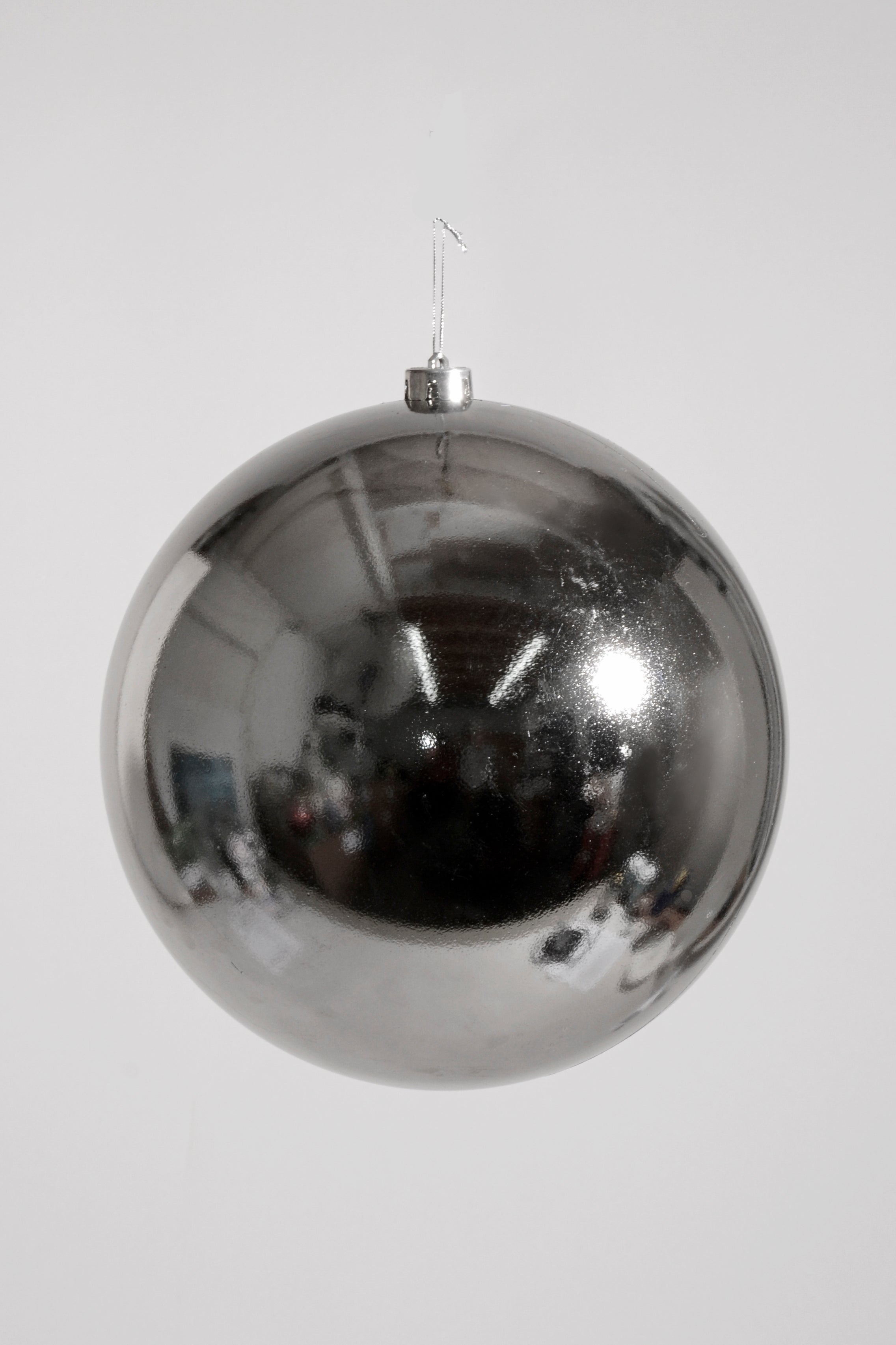 200Mm Shiny Plastic Ball Ornament Charcoal