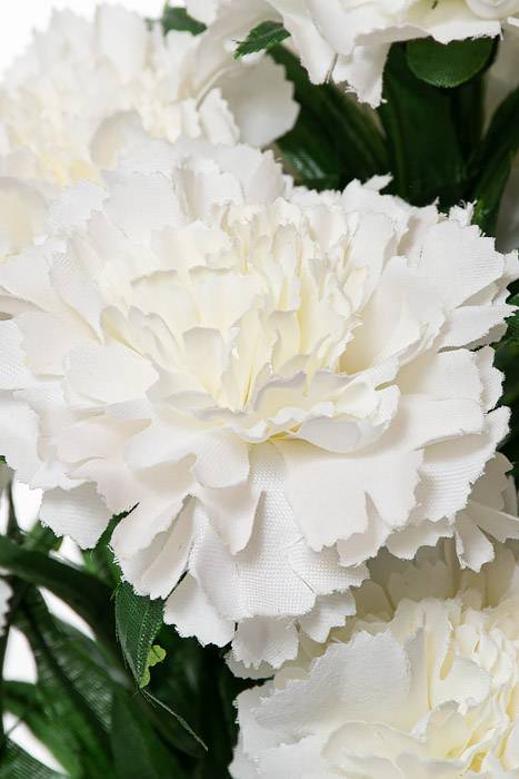 18" Silk Carnation Bush White