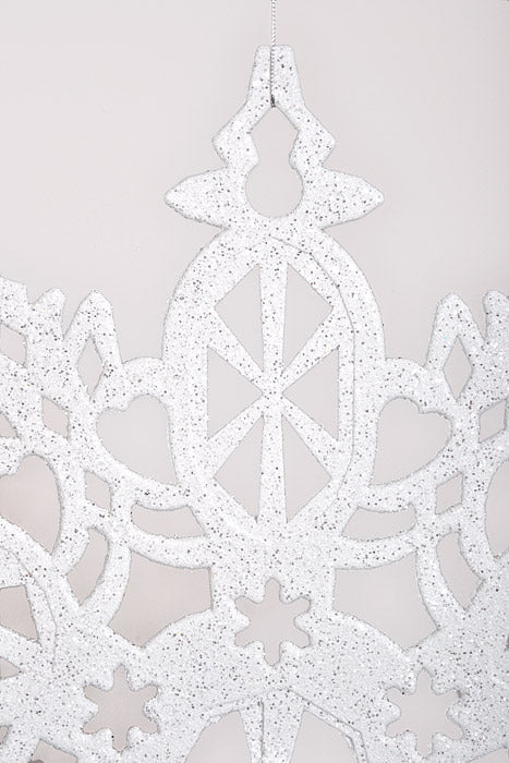 24" Plastic Snowflake W/Glitter & Jewel Silver White