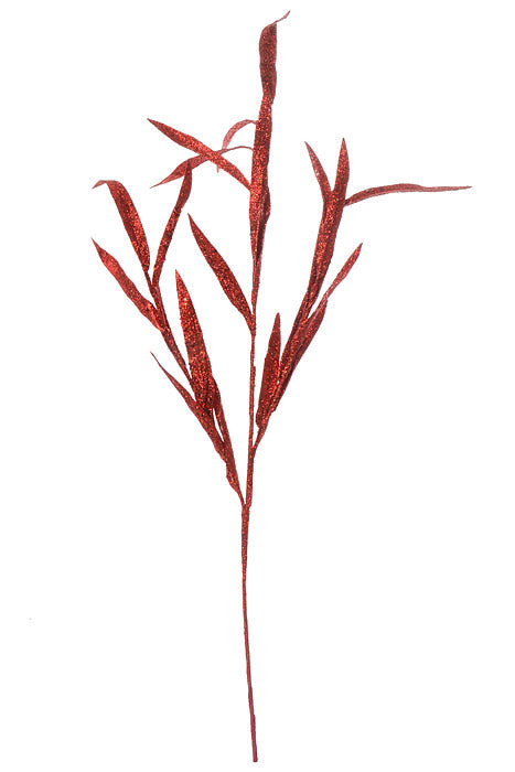 31" Glitter/Sequin Blade Grass Spray Red