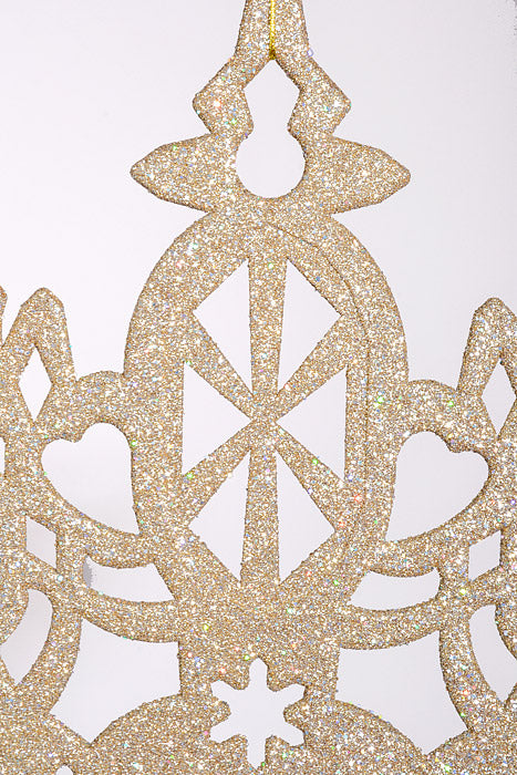 24" Plastic Snowflake W/Glitter & Jewel Champagne