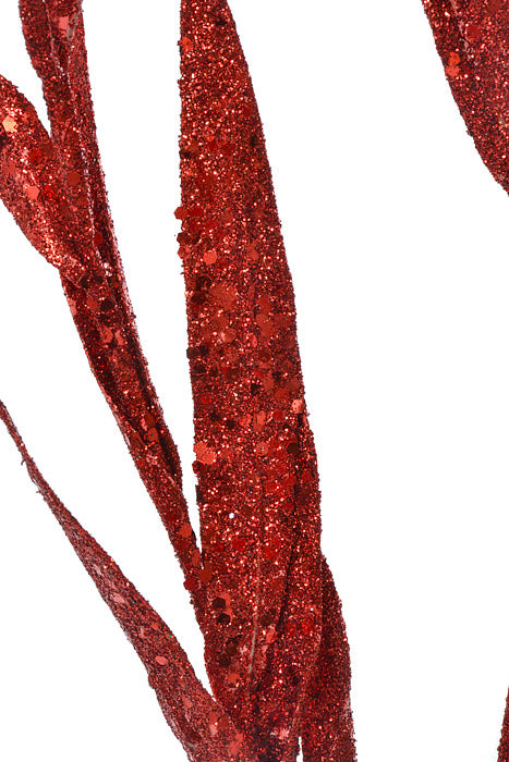 31" Glitter/Sequin Blade Grass Spray Red