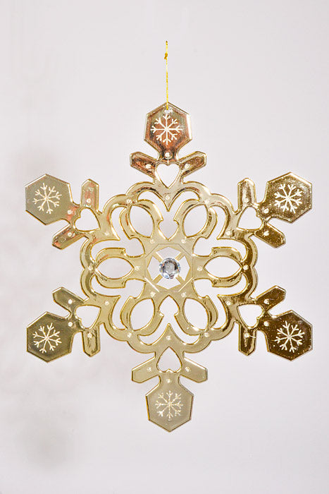 18" Snowflake W/Glitter & Jewel Champagne Gold