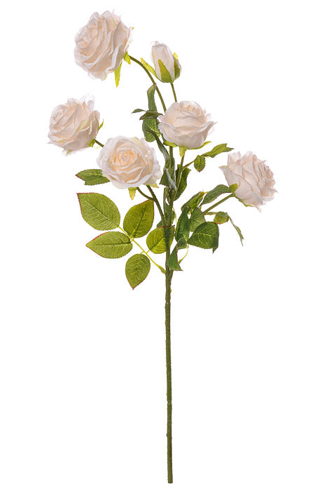 26" Silk Rose Spray Cream White