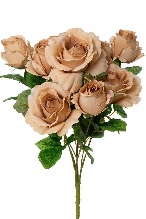 19" Silk Rose Bud Bush Coffee