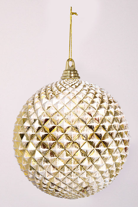 200Mm Durian Ball W/Glitter Ornament Shiny Gold