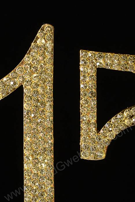 4.5" Rhinestone Number "15" Cake Topper Gold