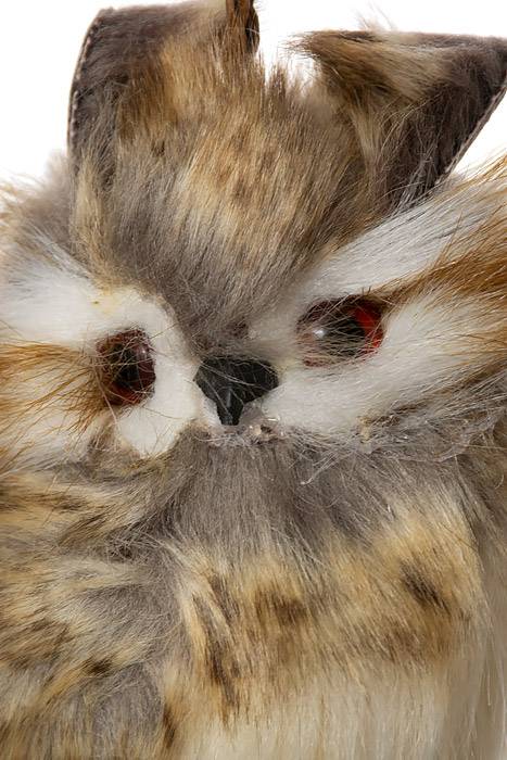 5.5" Brown Furred Hoot Owl Ornament Nat