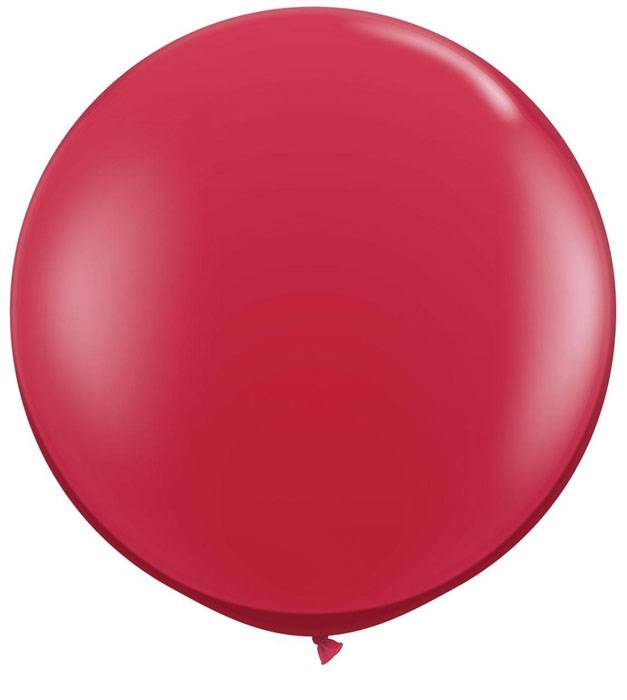 3ft Round Jewel Latex Balloon Ruby Red Pkg/2