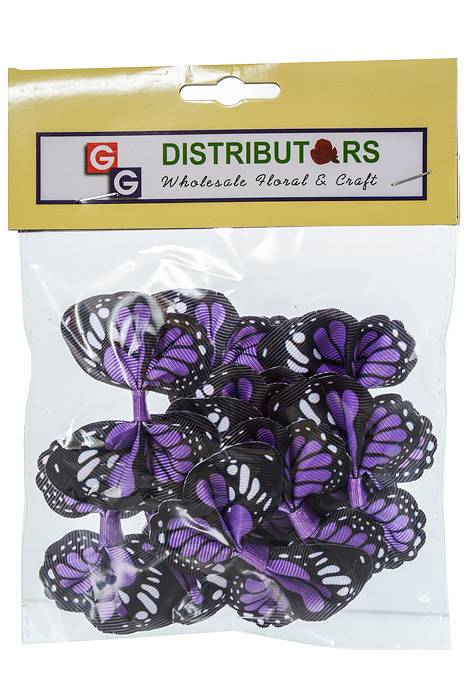 2.5" Ribbon Butterfly Grape/black Pkg/12