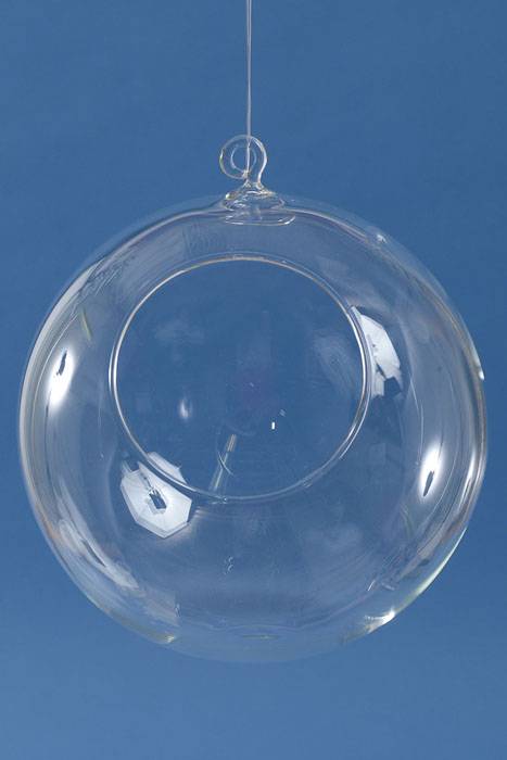 7" Hanging Candle Holder Round Glass