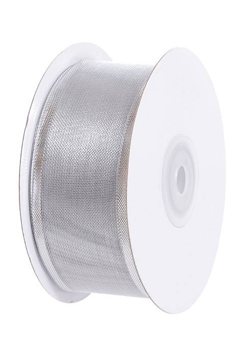 1.5" X 25yds Wired Metallic Organza Ribbon Silver