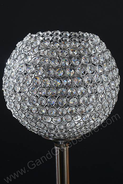 37" Crystal Bead Candle Holder Silver