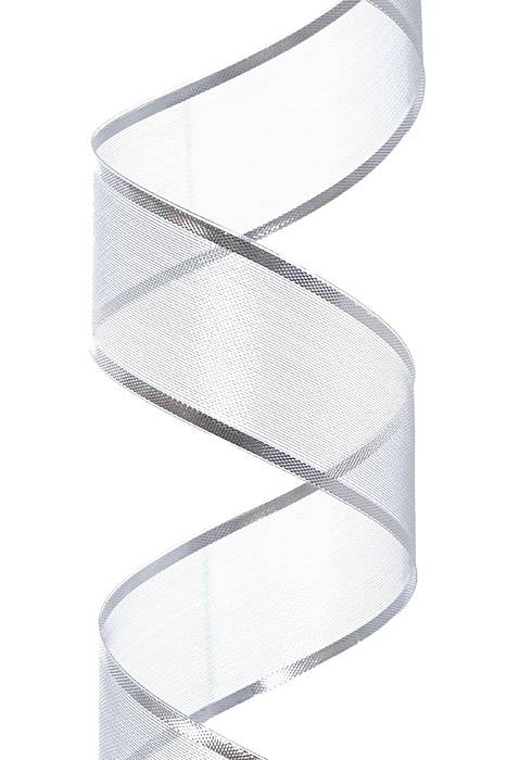 1.5" X 25yds Wired Metallic Organza Ribbon Silver