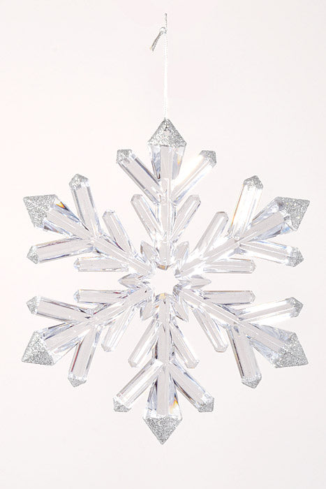 8.75" Snowflake W/Silver Glitter Clear